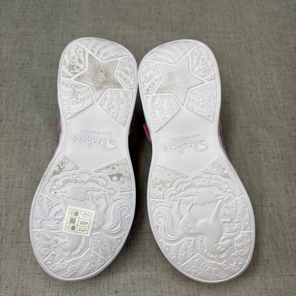 Skechers Kids S-Lights Shoes Unicorn Dreams Pink White Light Up Sneakers Size 2. - Picture 7 of 11